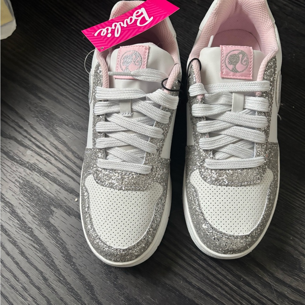 Barbie Women's Sparkle Sneakers - White and Silver - Picture 2 of 4